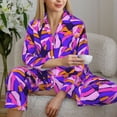 thumbnail image 6 of Pofeuu Tropics Leaf Print Womens Pajamas Set Long Sleeve Sleepwear Button Down Nightwear Soft Pj Lounge Sets Button Down Pajamas Women-Large, 6 of 7