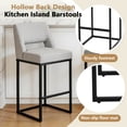 thumbnail image 3 of ClinQ Counter Height Bar Stools Set of 2, Hollow Back Kitchen Island Barstools, Upholstered Linen Fabric Counter Stools with Metal Frame, Gray, 3 of 7