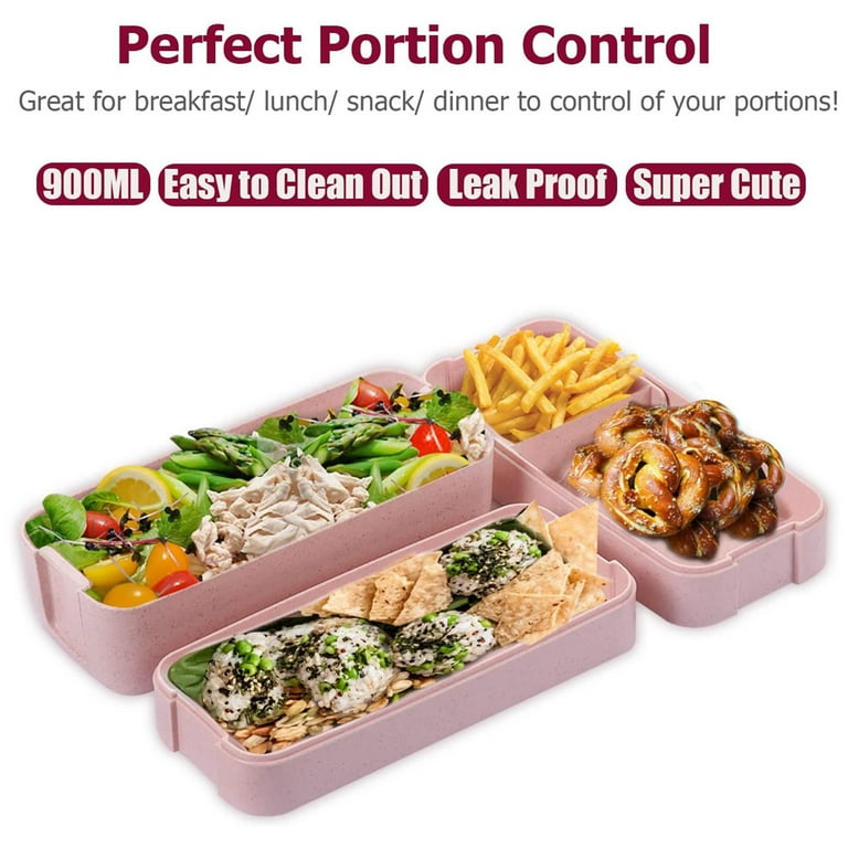 3 Pack Stackable Bento Box Japanese Lunch Box Kit 900ml Portable