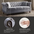 thumbnail image 6 of Sailvan 80" Chesterfield Velvet Sofa, 3 Seater Tufted Couch with Nailhead Trim and Rolled Arms Grey, 6 of 7