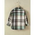 thumbnail image 3 of Bagilaanoe Little Boy Girl Plaid Shirt Jacket Long Sleeve Single-Breasted Shacket Coat with Pockets 2T 3T 4T 5T 6T 7T Kids Fall Casual Outwear, 3 of 8