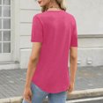 thumbnail image 3 of Camisas de Manga Corta para las Mujeres Casual Color Sólido Plisado V-Cuello Blusas, Moda Verano Top para Diario Y Fiesta, 3 of 7