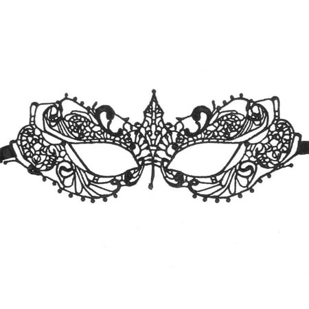 Fashion Elegant Hollow Out Lace Design Halloween Masquerades Party Eye Mask - Black