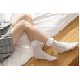 thumbnail image 2 of Faithtur Women's Lace Floral Ankle High Socks Sheer Mesh Ruffles Socks, 2 of 6