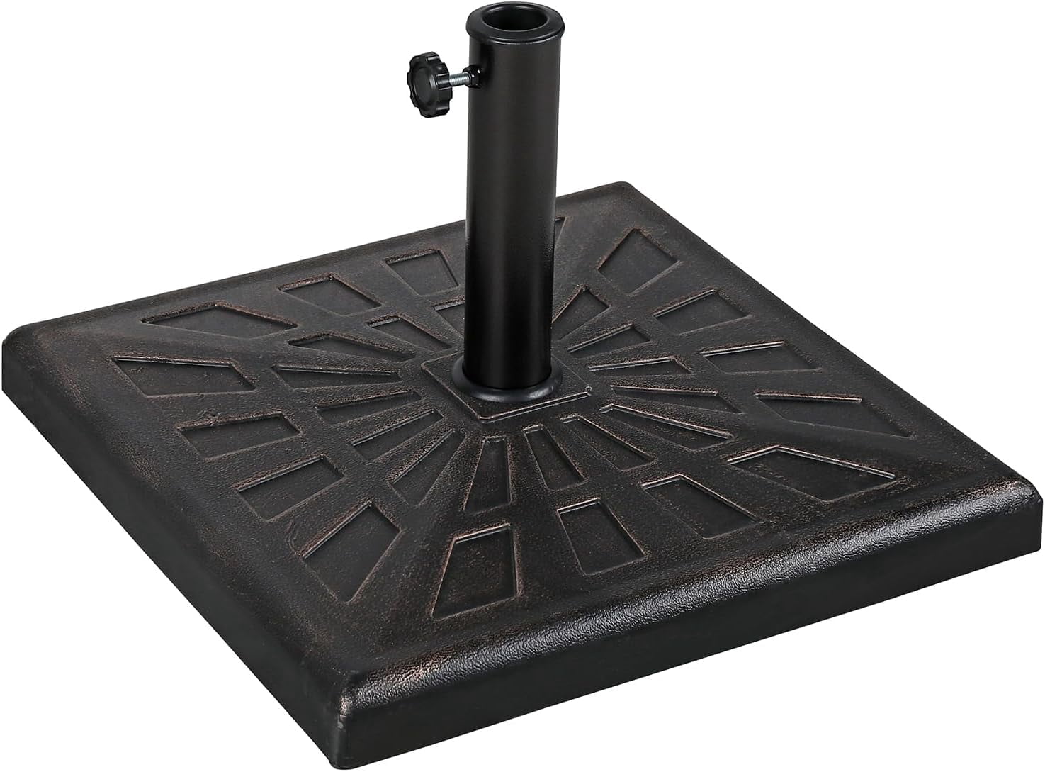 QHTER Square Umbrella Base, 42lb Heavy Duty Patio Outdoor Umbrella Stand Weight, Bronze