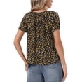 thumbnail image 3 of INSPIRE CHIC Floral Babydoll Tops for Women's Pleated Scoop Neck Cute Shirt Short Sleeve Casual Blouses XL Black, 3 of 6
