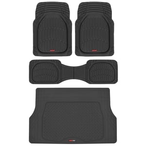 Motor Trend FlexTough Black Rubber Floor Mats with Trunk Cargo Liner