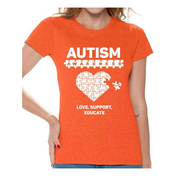 Awkward Styles Women's Autism Awareness Shirt Love Support Educate Autism Shirts Women Autism Awareness Shirts Women's Autism T Shirt Autism Awareness Gifts for Her Autistic Pride Gifts