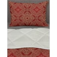 thumbnail image 3 of Oriental Comforter & Sham Bedding Set, Continuous Pattern with Repeating Floral Motifs, 3 pcs Duvet Set Microfiber Filling Quilt, 5 Sizes, Vermilion Camel and Tan, by Ambesonne, 3 of 4