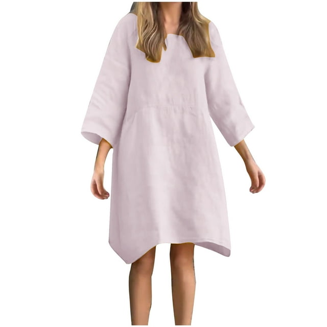 cfhntfmh Robes de Détente pour Femmes Grande Taille à Manches Longues Robe Mini Décontractée d'Automne Surdimensionnée à Col Rond Robe T-Shirts Fluide