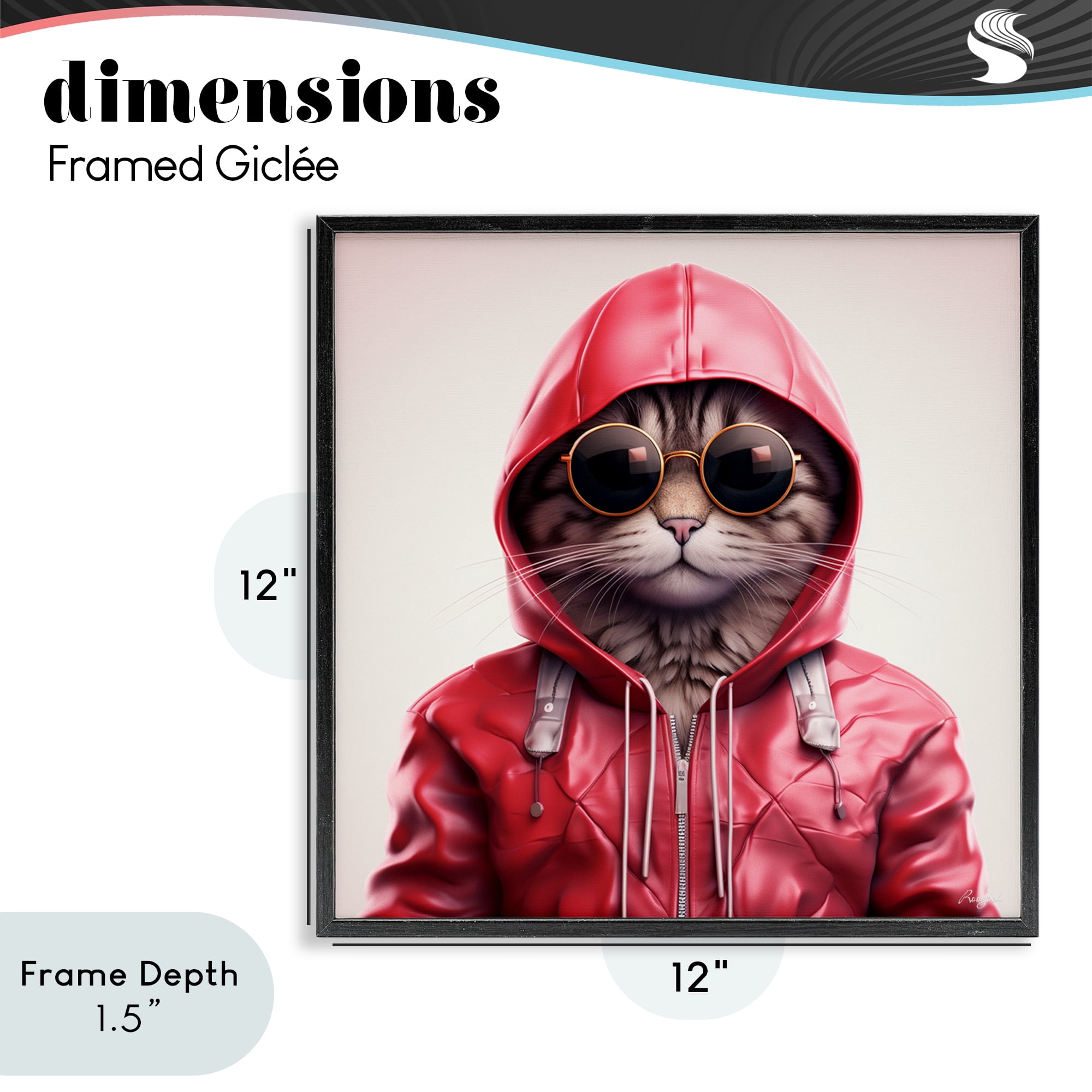 Stupell Industries Hipster Cat in Stylish Jacket Black Framed Giclee Art, design by Roozbeh