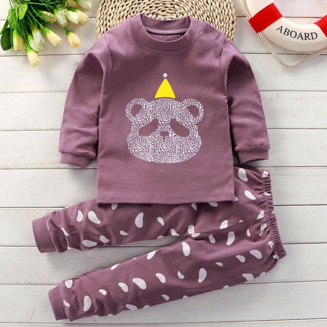 Levmjia Tenues pour Petites Filles Ensemble de Vêtements d'Automne 2 Pcs pour Enfants 3M-7 Ans Mode Hauts Décontractés à Manches Longues Col Rond Pantalons Longs Imprimés Boutons
