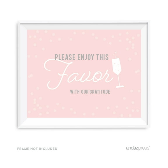 Koyal Wholesale Blush Pink Gray Favor Sign Please Enjoy With Our Gratitude 8.5x11