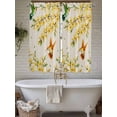 thumbnail image 4 of Spring Floral Bathroom Window Curtain, Watercolor Forsythia Flowers Hummingbirds Beige Light Filtering Coffee Kitchen Curtains, Bedroom Living Room Curtains 2 Panel 84"x63", 4 of 6