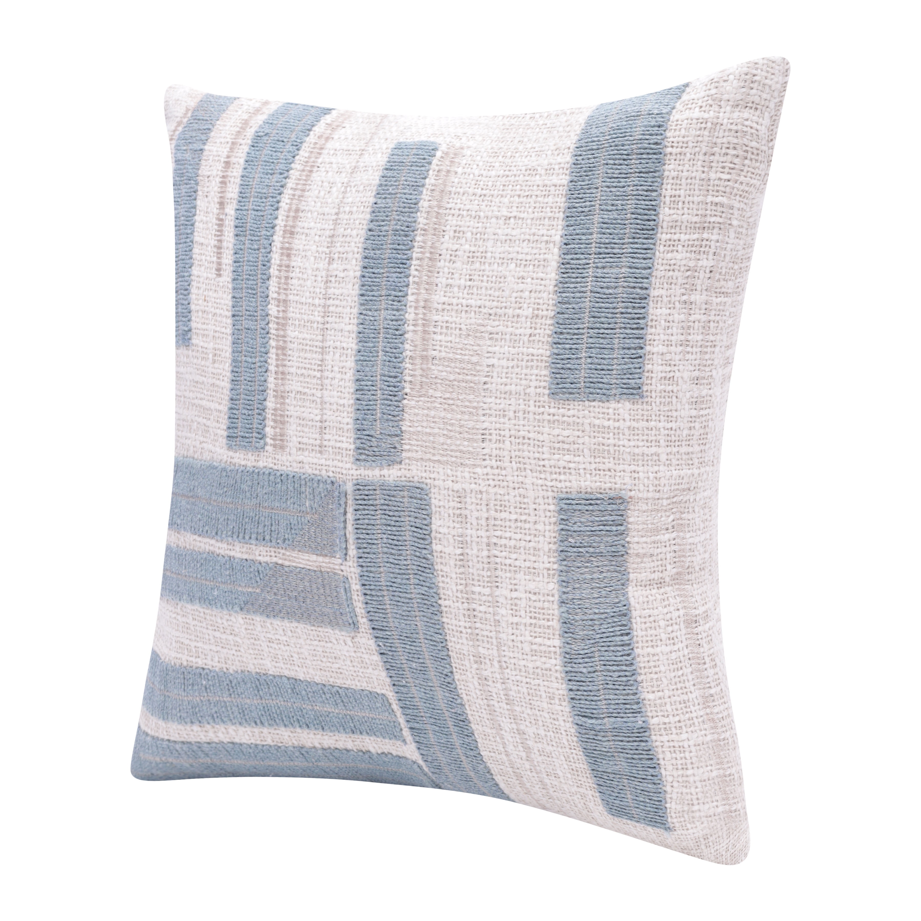 Harlow Hill Stacy Garcia 20" x 20" Ocean Blue/Ivory Striped Cotton Blend Adult Decorative Throw Pillow Cover