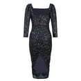 thumbnail image 4 of Lilgiuy Women Sequins Thin Lantern Sleeve Off-The- Shoulder Dress Blue Fall Dresses for 2022 Spring Winter, 4 of 4