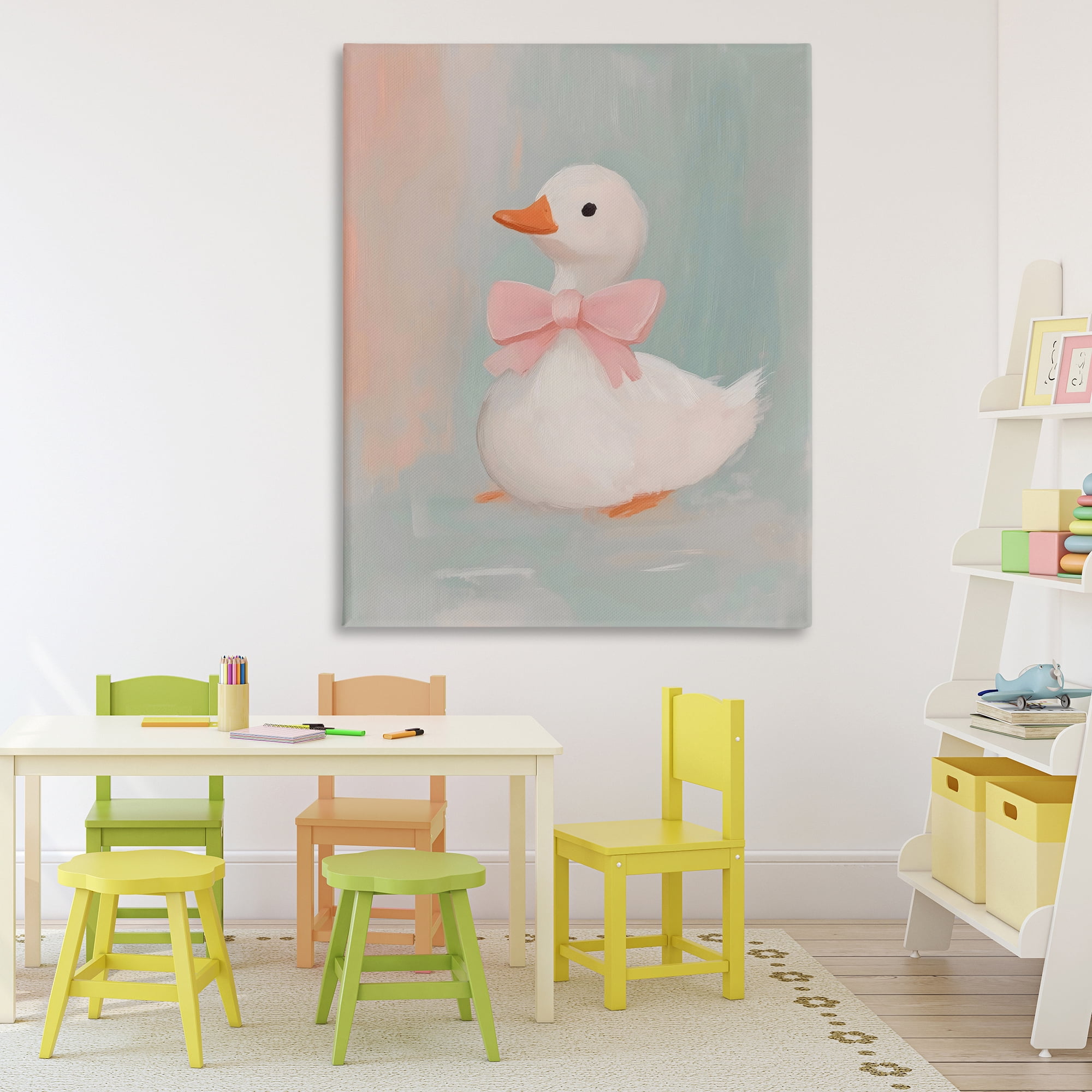 Stupell Industries Duckling Portrait with Bow Canvas Wall Art, design by The Prints Vibe