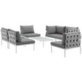 thumbnail image 1 of Modern Contemporary Urban Design Outdoor Patio Balcony Seven PCS Sectional Sofa Set, Grey White Gray, Rattan, 1 of 7