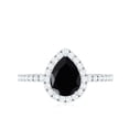 thumbnail image 5 of Rosec Jewels Real Black Spinel Teardrop Engagement Ring with Halo - Black Spinel Diamond Ring - 5X7 mm Pear Shape - AAA Quality, 10K White Gold, US 12.50, 5 of 9