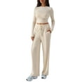 thumbnail image 3 of Conjunto Deportivo Y2K de Dos Piezas para Mujer, con Larga, Top Ajustado y Pantalones Anchos, Ideal para y Otoño Albaricoque L, 3 of 8