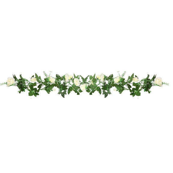 Btomtd 7.2ft Artificial Rose Vines Garland for Wedding Arches and Party Walls, Fake Flowers Greenery Garland for Ceremony Backgrounds, Fake Plants Wreath for Table Decorations, White