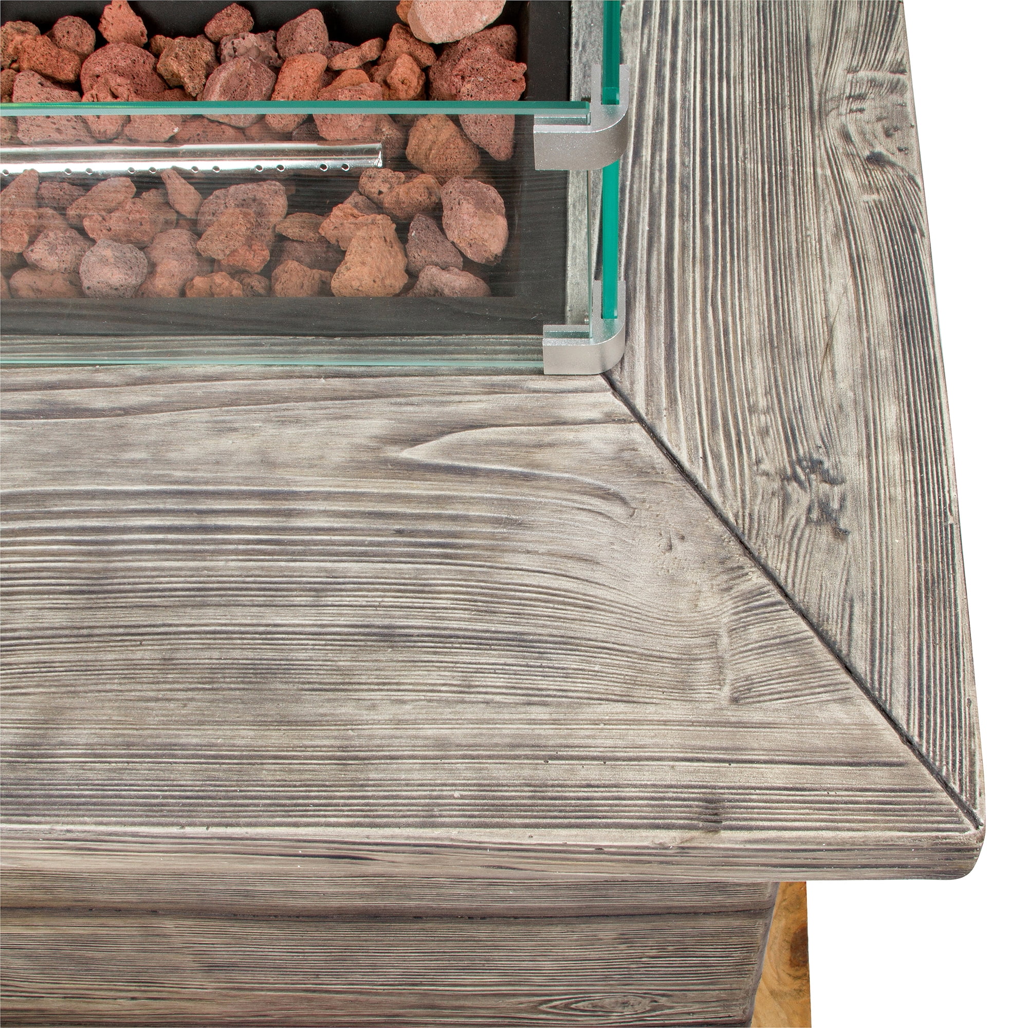Shine Company 36.5" x 10.5" Rectangular Tempered Glass Fire Pit Table Wind Guard Easy to Clean