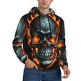 thumbnail image 2 of Kdxio Flame Metal Skull Print Mens Casual Hooded Collar Drawstring Hoodies Pullover Sweatshirts Casual Long Sleeve Shirts-X-Large, 2 of 7