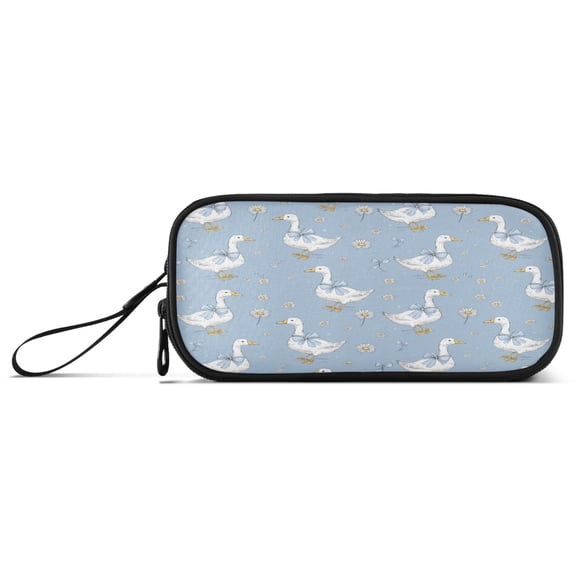Pencil Pouch Big Capacity Pencil Pen Case with Zipper Simple Stationery Bag Office Organizer Cute Geese and Daisies