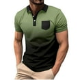 thumbnail image 1 of ameIAEA Men's Summer Short Sleeve Casual 3 Button T-Shirts Basic Golf Work Tees Tops with Pocket, 1 of 5
