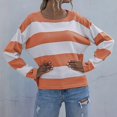 thumbnail image 2 of GEWSEY Womens 2025 Fall Striped Sweaters Long Sleeve Crew Neck Shirts Ribbed Knit Color Block Lightweight Pullover Sweater Top (Red, L), 2 of 8