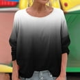 thumbnail image 2 of Women's T-Shirts Linen 3/4 Sleeve Crewneck Gradient Color Casual Dressy Loose Comfy Tunic Tops, 2 of 5