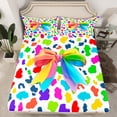 thumbnail image 2 of Homewish Colorful Ribbon Bow 3pcs Twin Sheet Sets for Children Teens Girls,Abstract Leopard Print Twin Fitted Sheet,Dreamy Princess Breathable Flat Sheet,Breathable Home Decor, 2 of 7