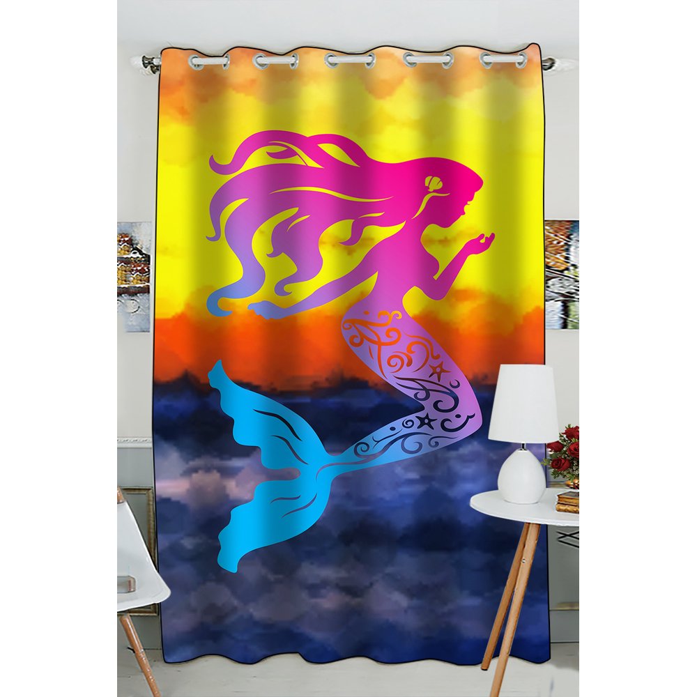 GCKG Mermaid Window Curtain,Mermaid Grommet Blackout Curtain Room