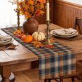 thumbnail image 6 of Orange Blue Plaid Table Runner - 48 Inch Long Farmhouse Checkered Buffalo Fall Cotton and Linen Blended Dress Scarves Farmhouse Table Runner for Kitchen Dining, Coffee Table, 13" x 48", 6 of 8