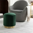 thumbnail image 3 of Surya Roxeanne Modern Style Velvet and Metal Ottoman in Dark Green Finish, 3 of 4