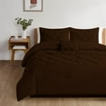 thumbnail image 2 of 3 Piece New Half Pinch Pleated Pattern Comforter Set, 800 TC, 100% Egyptian Cotton, Full/Queen Size Chocolate Solid, 2 of 6