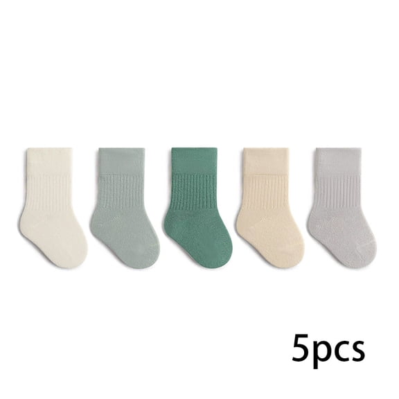 AJZIOJIRO 5 Pairs Baby Girls Knee High Long Socks Toddler Cartoon Cotton Socks for 0-12T Infant Boys Autumn Thigh High Socks