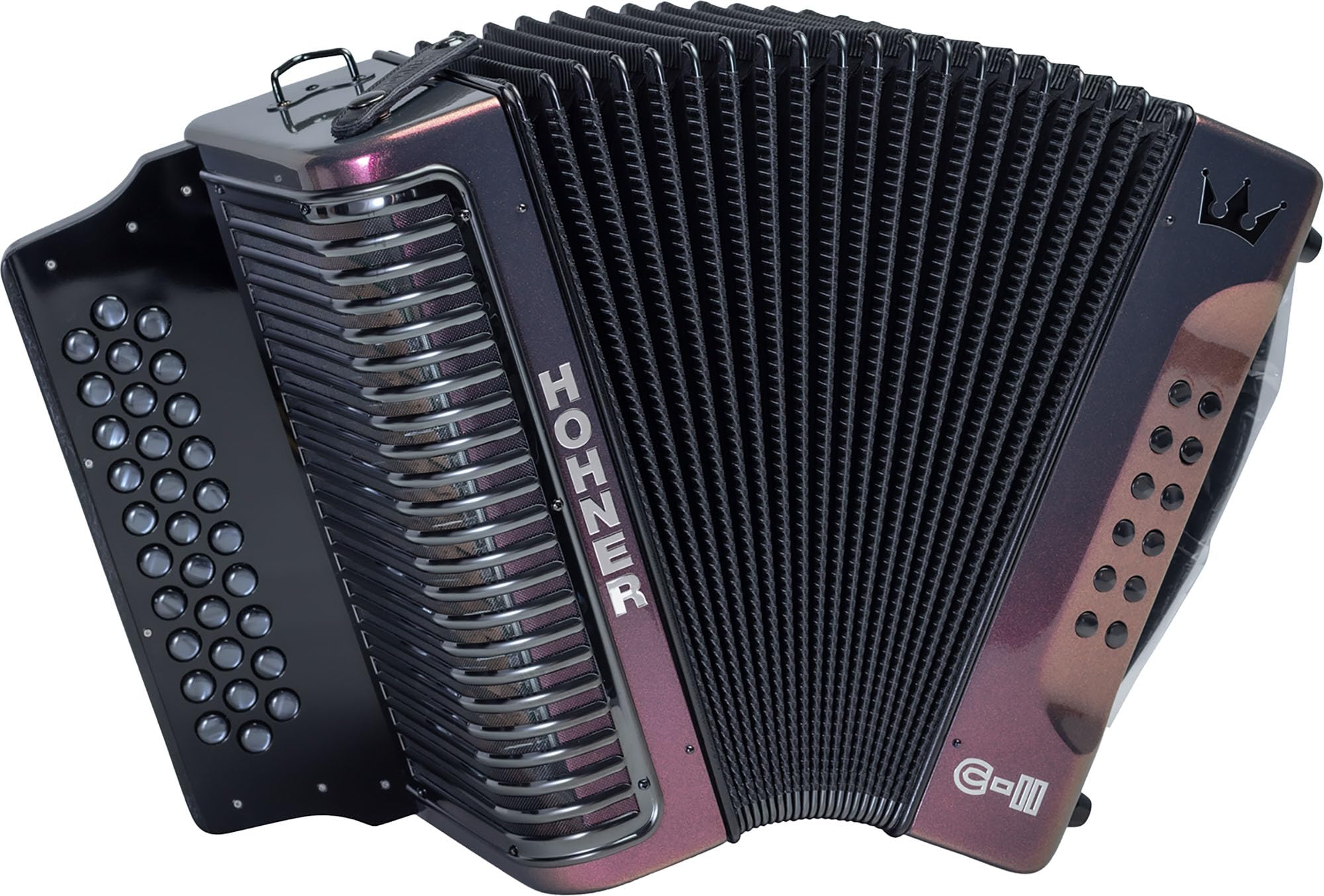 Hohner Corona C-II G/C/F Accordion - Red to Gold Bundle with Gig Bag, Adjustable Straps, and Austin Bazaar Polishing Cloth