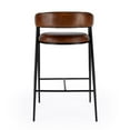 thumbnail image 4 of Pemberly Row Modern Brown Leather And Iron Cushioned Bar Stool, 4 of 17