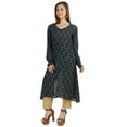 thumbnail image 3 of Moomaya Printed Full Sleeve A-Line Kurti For Women Crinkle Rayon Designer Indian Ethnic Blouse, 3 of 7