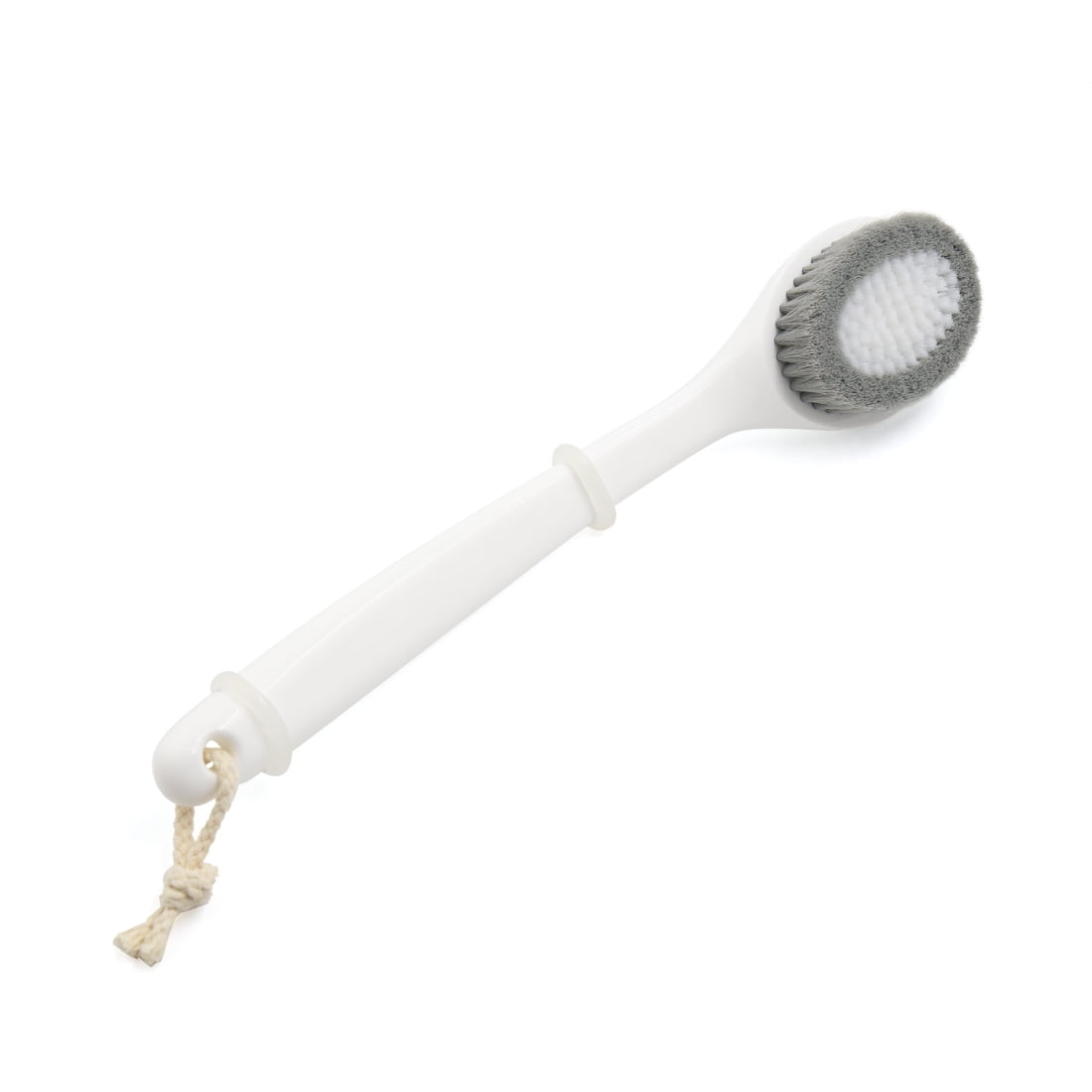 White Curved 13.4" Long Handle Shower Bath Brush Body Exfoliating