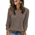 thumbnail image 2 of V Neck Long Sleeve Shirts for Women Lightweight Tunic Sweaters Casual Loose Tops, S, 2 of 7