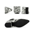 thumbnail image 3 of BLISSFUL STEP Women' s Ankle Boots Snake Print Chunky Heel Pointed Toe Pull On Boots Black White 6.5, 3 of 7
