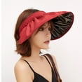thumbnail image 4 of SPRING PARK Women Solid Color Summer Anti-UV Wide Brim Empty Top Foldable Visor Cap Sun Hat, 4 of 6