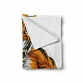 thumbnail image 2 of Animal Soft Flannel Fleece Throw Blanket, Wildlife Safari Animal Bodybuilder Tiger Cartoon Image, Cozy Plush for Indoor and Outdoor Use, 50" x 60", Pale Grey Marigold, by Ambesonne, 2 of 6