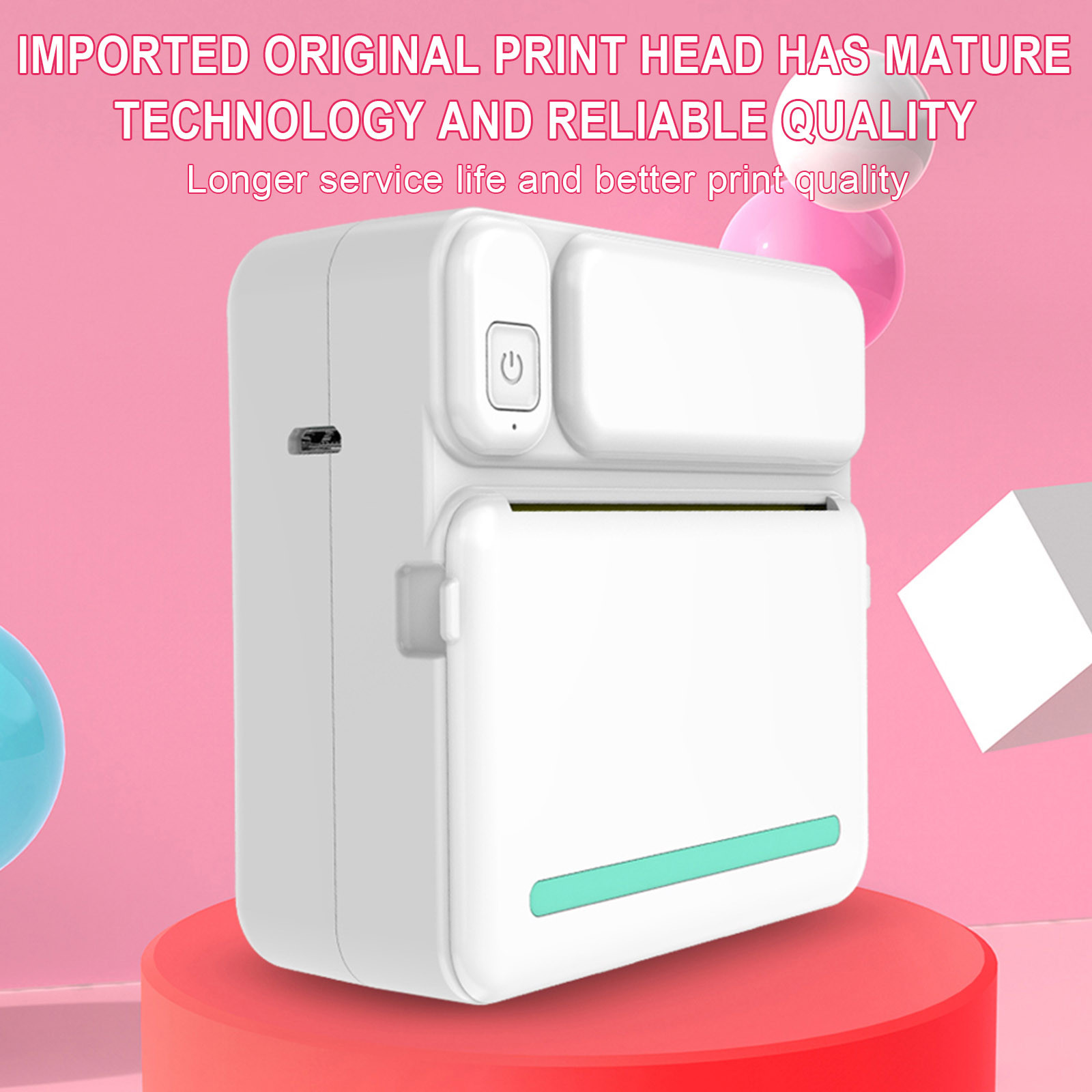 Portable Bluetooth Printer, Mini Wireless POS Thermal Printer, Photo Printing for iOS Android Phones, 57mm, Includes 3 Paper Rolls