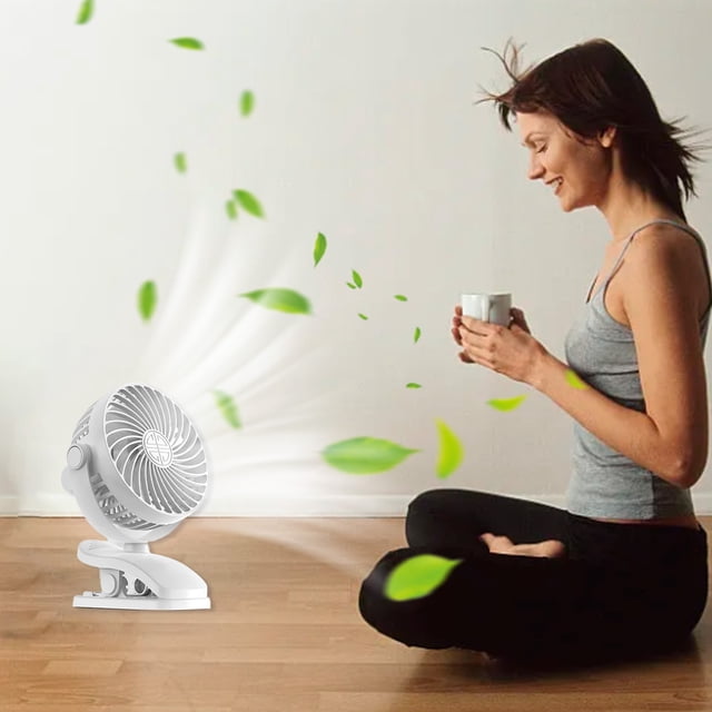 Ventilateur à Pince pour Bureau – Mini Ventilateur de Table Rechargeable par USB avec Inclinaison de 720°, Fonctionnement Silencieux Réglable, 3 Vitesses pour Maison Bureau