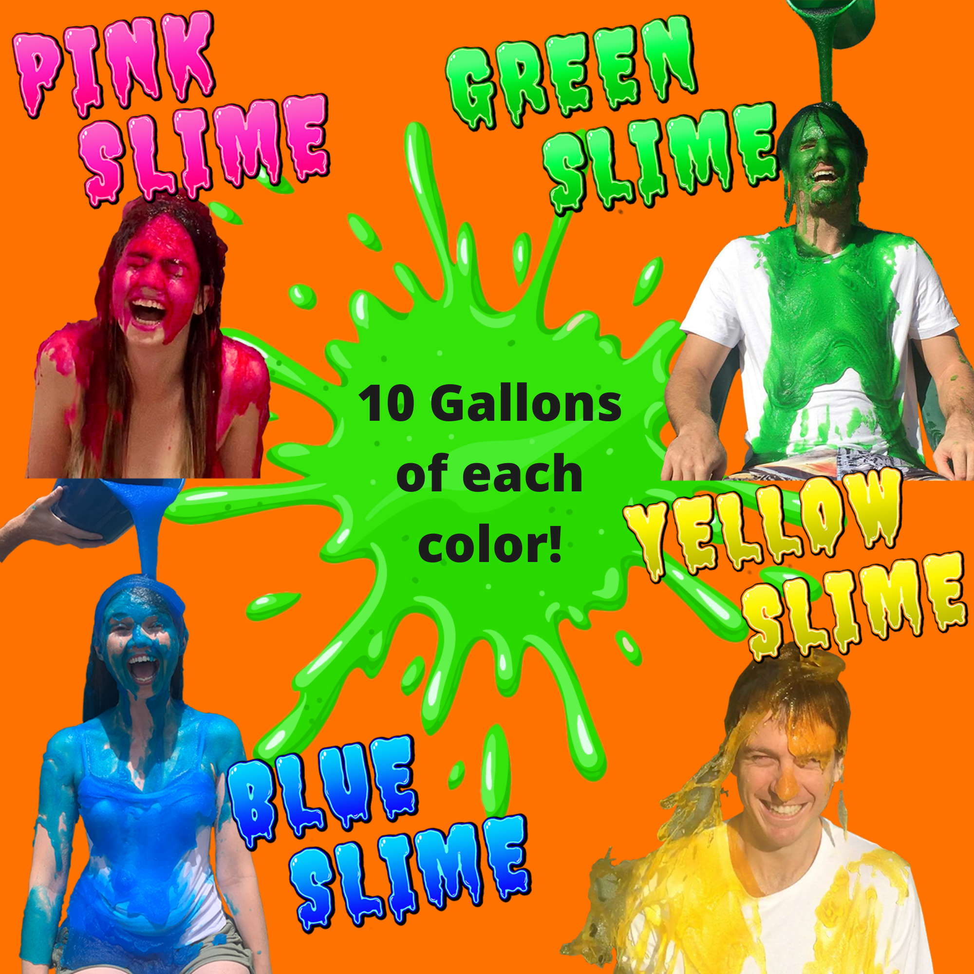 PARTY GOAT Instant Slime Powder for Slime Games & Color Runs, Bulk 4 Color Kit, 40 Gallons