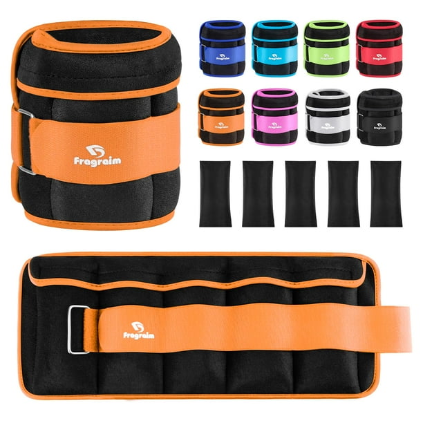 Par de pesas para tobillo Fragraim ajustables de 1 a 8 libras, color naranja