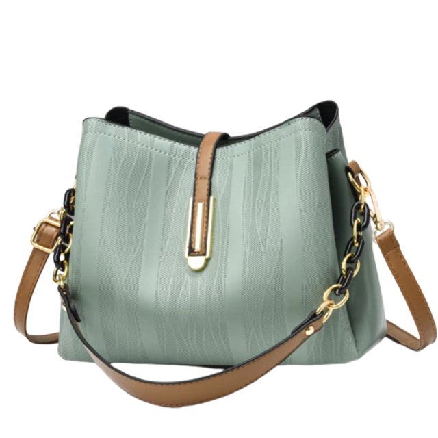 Bolso bandolera de gran capacidad de cuero artificial para mujer a juego de colores a la moda